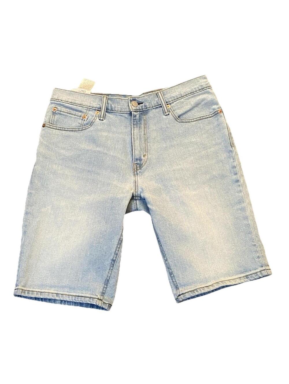 Levis 541 Jean Shorts Blue Light Wash Denim Faded Stretch Mens Size 33 Red Tab